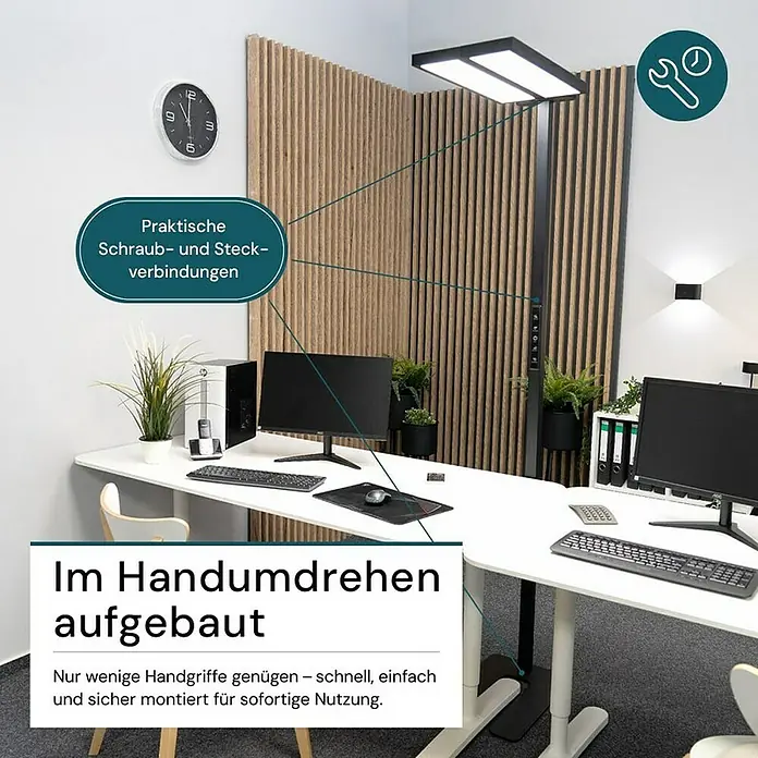 Luxula LED-Stehleuchte - 120 W, Schwarz
