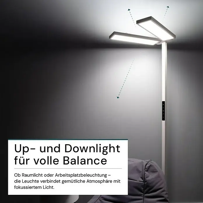 Luxula LED-Stehleuchte - 120 W, Höhe: 202 cm, Weiß