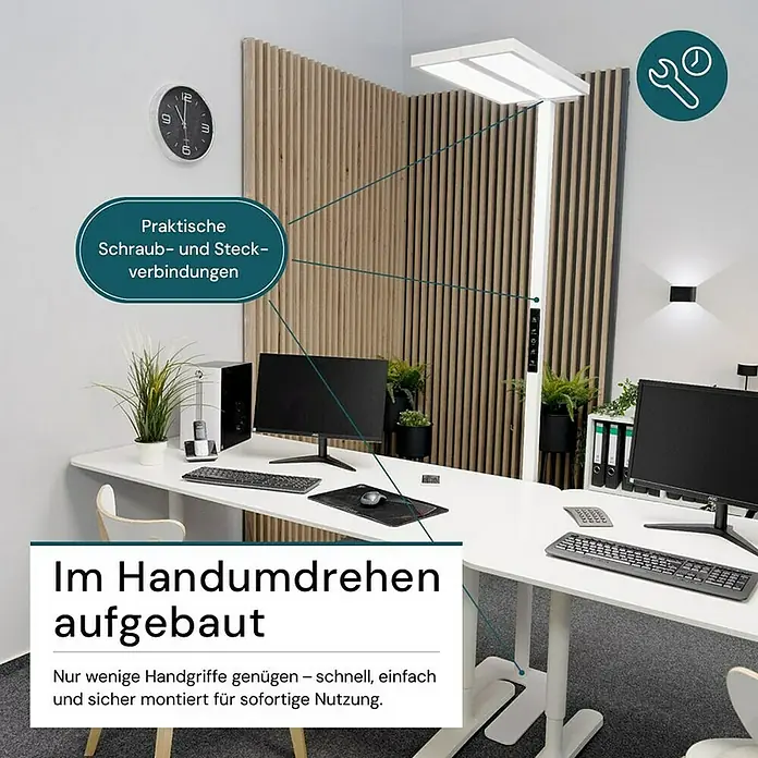 Luxula LED-Stehleuchte - 120 W, Höhe: 202 cm, Weiß