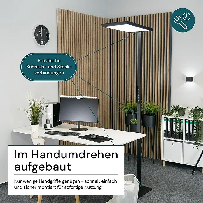 Luxula LED-Stehleuchte - 100 W, Schwarz