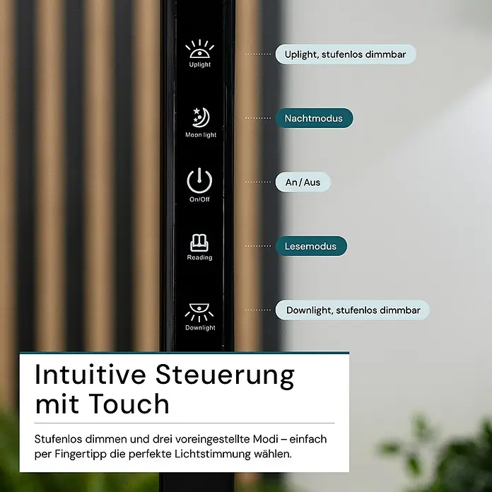 Luxula LED-Stehleuchte - 100 W, Schwarz