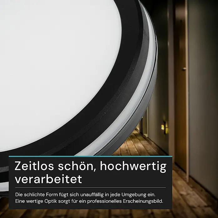 Luxula LED-Deckenleuchte rund - 30 W, Ø x H: 30 x 6,1 cm, Schwarz, Mehrfarbig