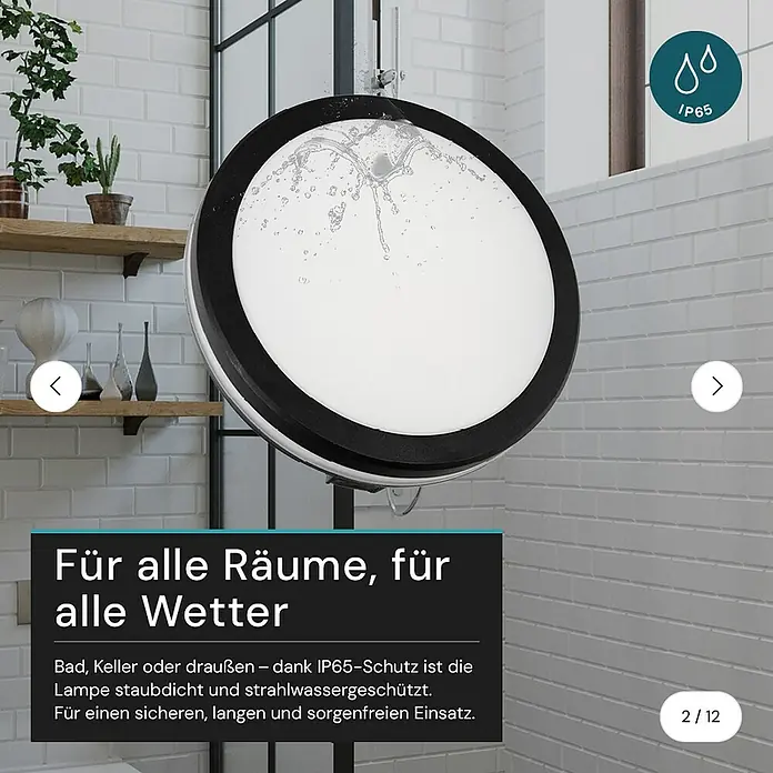 Luxula LED-Deckenleuchte rund - 20 W, Ø x H: 20 x 5,6 cm, Schwarz, Mehrfarbig