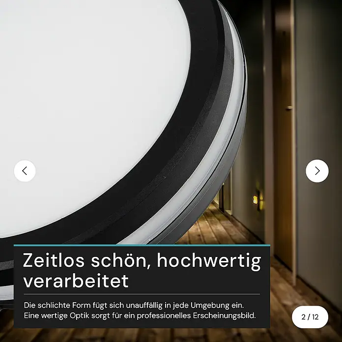 Luxula LED-Deckenleuchte rund - 20 W, Ø x H: 20 x 5,6 cm, Schwarz, Mehrfarbig