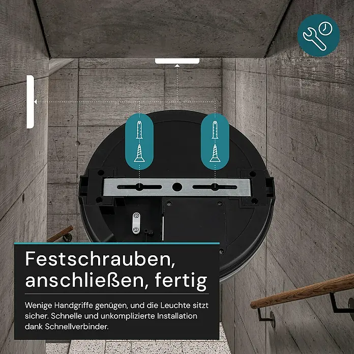 Luxula LED-Deckenleuchte rund - 30 W, Ø x H: 30 x 6,1 cm, Schwarz, Mehrfarbig
