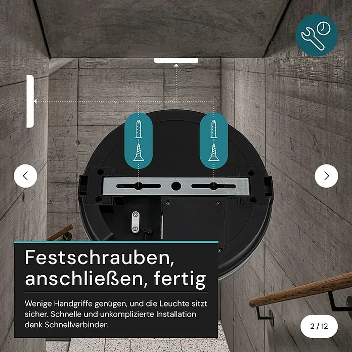 Luxula LED-Deckenleuchte rund - 20 W, Ø x H: 20 x 5,6 cm, Schwarz, Mehrfarbig