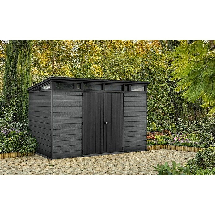 Keter Caseta de jardín Cortina 11x7 (Medidas ext. (An x Pr): 342 x 218 cm, Plástico, Gris, 7,4 m²) | BAUHAUS
