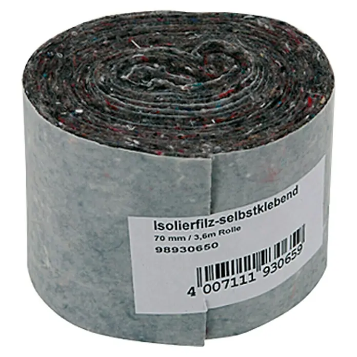 Vlies-Isolierstreifen - 1 Stk., 3,6 m x 70 mm - Isolierfilz-selbstklebend, 70mm/3,6m Rolle. Selbstklebendes Dämmmaterial für vielfältige Anwendungen im Haushalt und Handwerk.