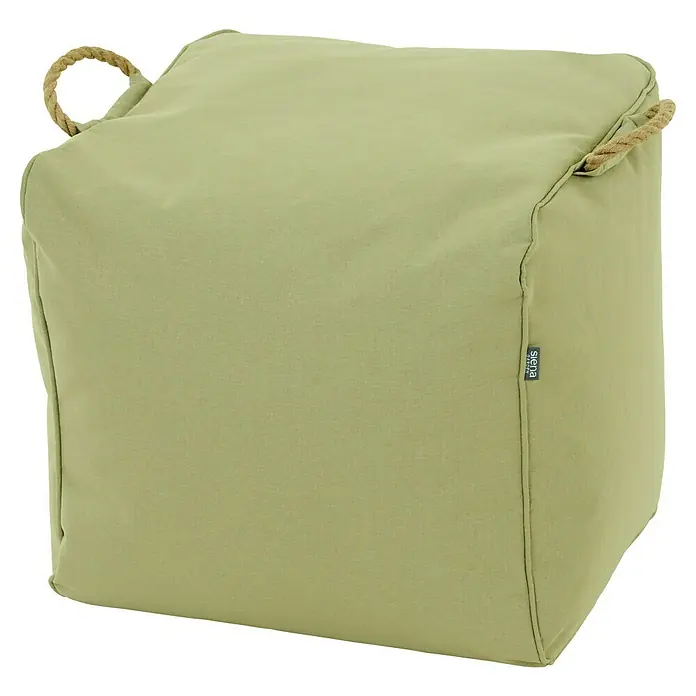 Siena Garden Gartenhocker Integral - B x T x H: 48 x 46 x 46 cm, Polyester, Grün - Grüner quadratischer Stoffpouf mit Seilgriffen.
