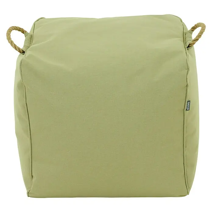 Siena Garden Gartenhocker Integral - B x T x H: 48 x 46 x 46 cm, Polyester, Grün - Hellgrüner Stoff-Pouf mit stabilen Seilgriffen und subtilem Markenetikett.
