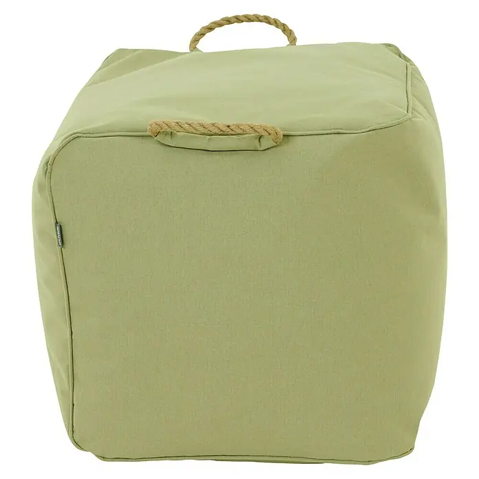 Siena Garden Gartenhocker Integral - B x T x H: 48 x 46 x 46 cm, Polyester, Grün - Hellgrüner Stoff-Hockerwürfel mit geflochtenen Seilgriffen.