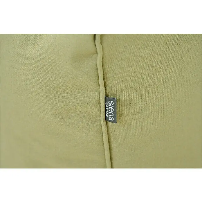 Siena Garden Gartenhocker Integral - B x T x H: 48 x 46 x 46 cm, Polyester, Grün - Nahaufnahme von olivgrünem, strukturiertem Stoff mit 'siena GARDEN' Markenetikett.
