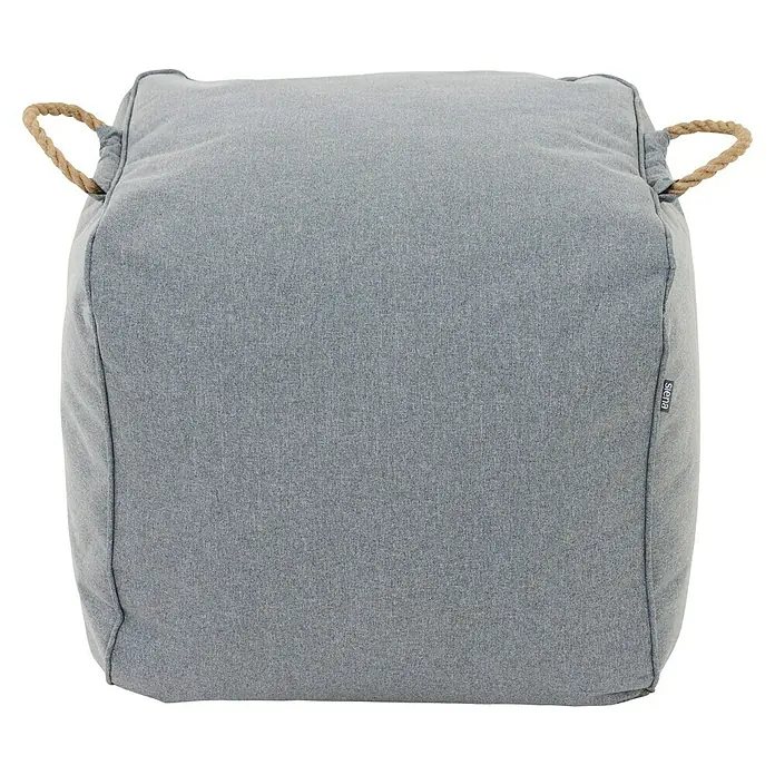 Siena Garden Gartenhocker Integral - B x T x H: 48 x 46 x 46 cm, Polyester, Grau - Grauer Stoff-Pouf mit zwei natürlichen Seilgriffen.