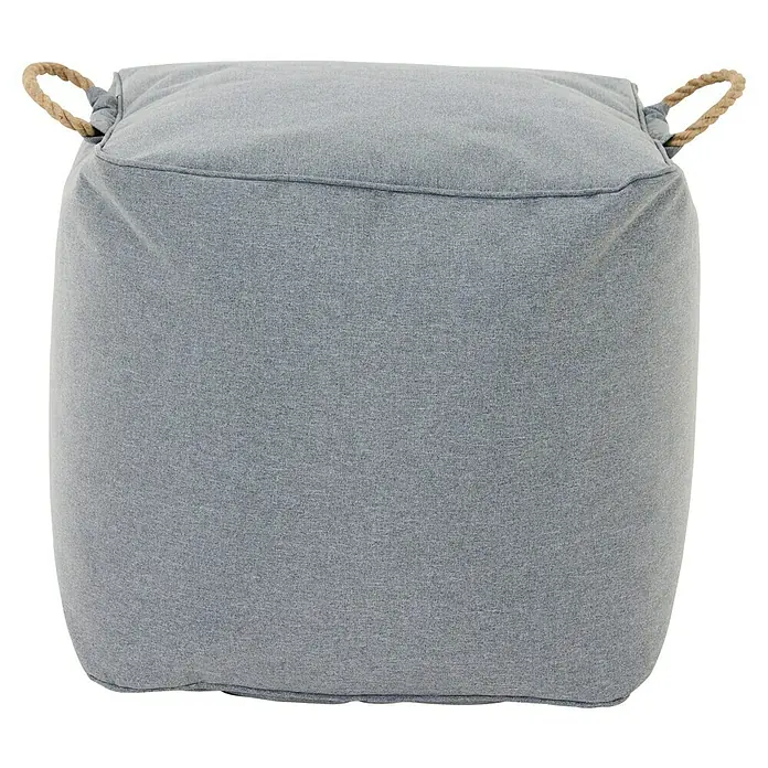 Siena Garden Gartenhocker Integral - B x T x H: 48 x 46 x 46 cm, Polyester, Grau - Hellgrauer Stoff-Pouff mit natürlichen Seilgriffen.