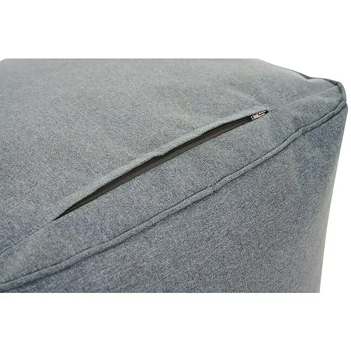 Siena Garden Gartenhocker Integral - B x T x H: 48 x 46 x 46 cm, Polyester, Grau - Nahaufnahme eines grauen Stoffkissens mit sichtbarem Reißverschluss.