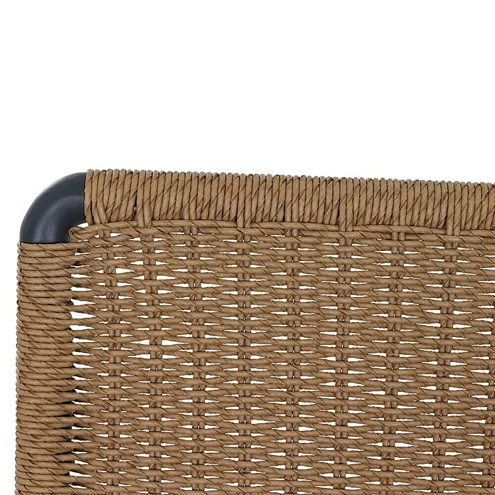 Siena Garden Roma Loungemöbel-Set - 3 -tlg., Grau, Aluminium - Nahaufnahme einer braunen Korbflechtstruktur mit dunkelgrauem, gebogenem Eckstück.