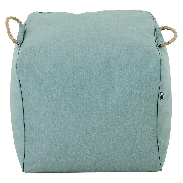 Siena Garden Gartenhocker Integral - B x T x H: 48 x 46 x 46 cm, Polyester, Blau - Hellblauer Stoff-Pouf mit natürlichen Seilgriffen.