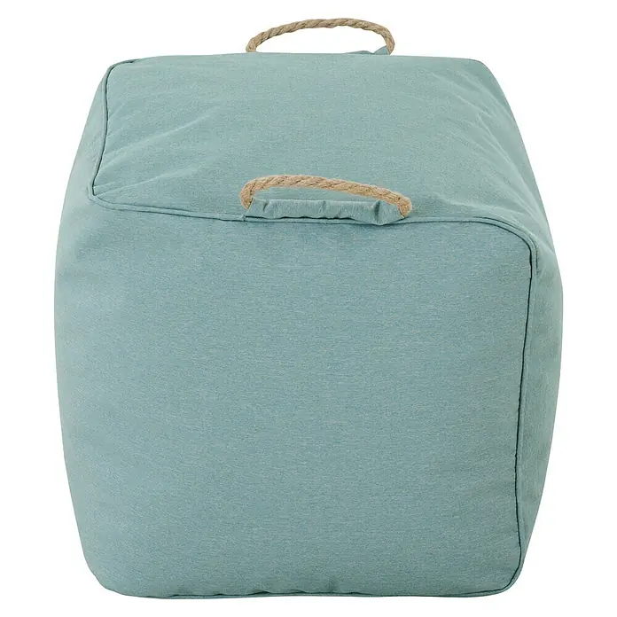 Siena Garden Gartenhocker Integral - B x T x H: 48 x 46 x 46 cm, Polyester, Blau - Hellblauer Stoff-Pouf mit Seilgriffen.