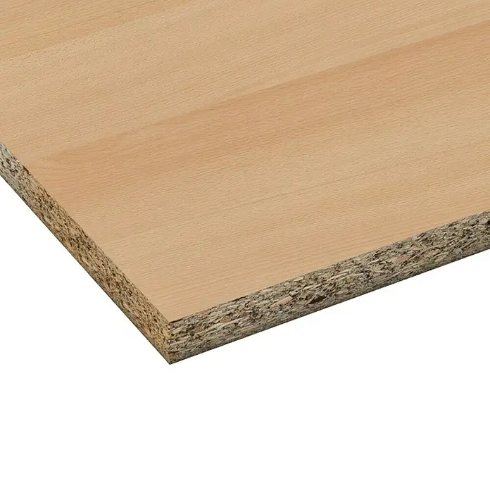 Spanplatte nach Maß I - Stärke: 16 mm, L x B: 280 x 207 cm, Weißbuche - Nahaufnahme einer Holzspanplatte mit glatter Oberfläche und deutlicher Holzstruktur. Ideal für Möbelbau und Innenausbau.