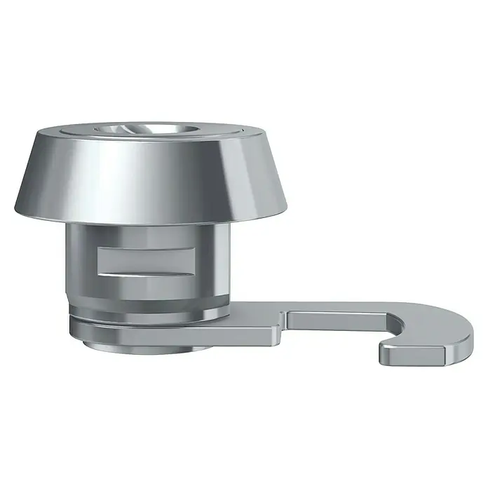 Basi Universalzylinder HS 358 - Passend für: Basi Geldkassetten - Silbernes Metall-Hebelschloss mit konischem Kopf und L-förmigem Riegel.