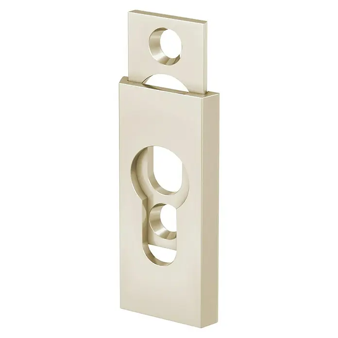 Basi Schlüsselschild SR 450 - Champagner, Stärke Rosette: 14 mm - Satinierter Metall-Sicherheits-Schlosskörper mit einzigartigem Schlüsselloch und Schiebeelement oben.