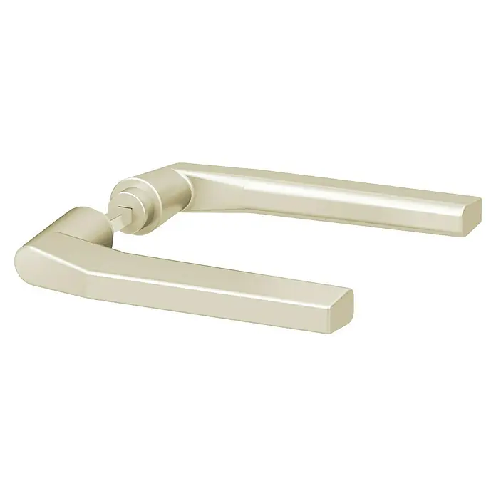 Basi Drückerpaar - Champagnerfarben, Stärke Tür: 38 mm - 45 mm - Cremefarbener Fenstergriff mit Sechskantschaft und zwei unterschiedlichen Teilen, die eine Einheit bilden.