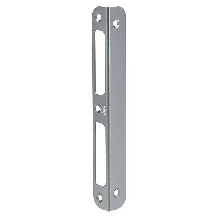 Basi Winkelschließblech WS 95 - DIN Anschlag: Universell einsetzbar, L x B x H: 170 x 20 x 20 mm, Rund - Silberfarbene, abgewinkelte Schließplatte für ein Türschloss, mit Schraublöchern und Schlitzen. BASI.