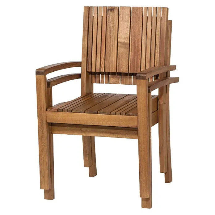 Siena Garden Falun Gartenstuhl - Akazie, Stapelbar, Natur, B x T x H: 59 x 56 x 90 cm - Elegante Holzarmlehnenstuhl mit Lattenmuster. Die ideale Sitzgelegenheit für stilvolle Gärten oder Terrassen, die Komfort und Ästhetik verbindet.