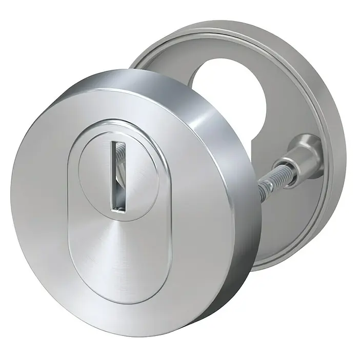 Basi Sicherheitsrosette SR 300 ZA - Silber - Gebürstete silberne Türschlosszylinderabdeckung mit Schlüsselloch.