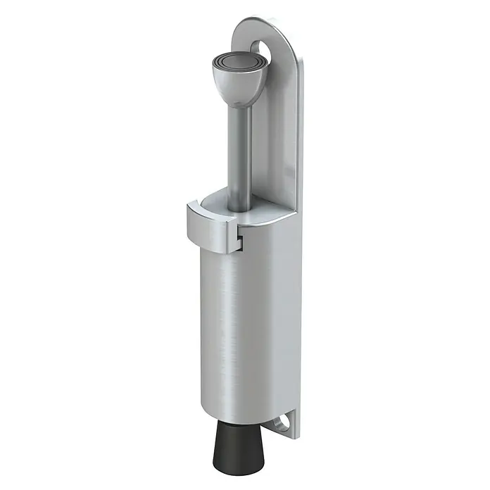 Basi Türstopper TFS 25 - B x H: 29 x 157 mm - Gebürsteter silberner magnetischer Türstopper mit schwarzer Gummispitze.