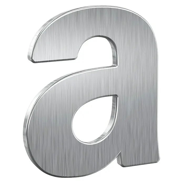Basi Hausnummer HN 150 - B x H: 54 x 57 mm, Motiv: A, Edelstahl - Gebürsteter Metallbuchstabe a.