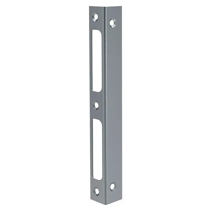 Basi Winkelschließblech WS 95 - DIN Anschlag: Universell einsetzbar, L x B x H: 200 x 22 x 22 mm, Käntig - Silberne Schließplatte aus Metall für Türschlösser mit mehreren Befestigungslöchern und zwei rechteckigen Schlitzen.