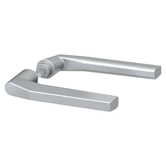 Basi Drückerpaar - Silber, Stärke Tür: 38 mm - 45 mm - Silberner Metall-Fenstergriff mit Vierkantstift.