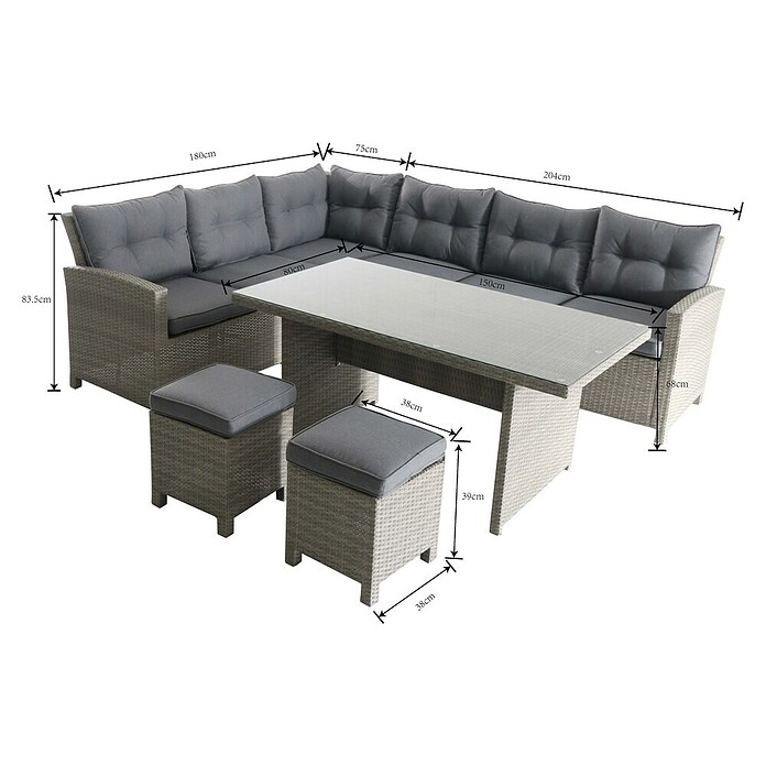 Conjunto de muebles Silvana (5 piezas, Gris)