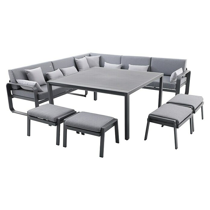 Conjunto de muebles Olivia (8 pzs., Aluminio, Antracita) | BAUHAUS