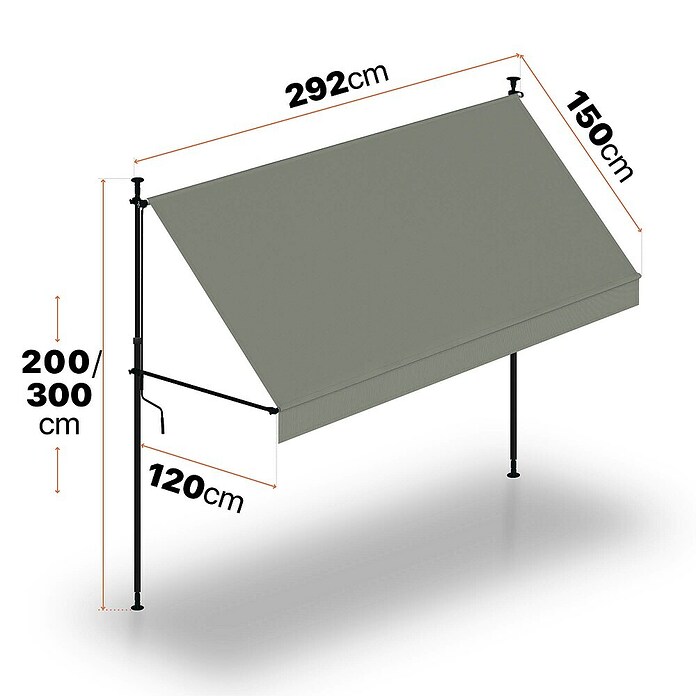 SmartSun Toldo para balcón Axis (Ancho: 2,95 m, Caída: 1,2 m) | BAUHAUS