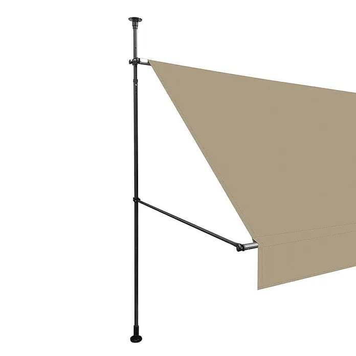 SmartSun Toldo para balcón Axis - Beige, Ancho: 2,95 m, Caída: 1,2 m - Toldo retráctil beige en poste telescópico negro.