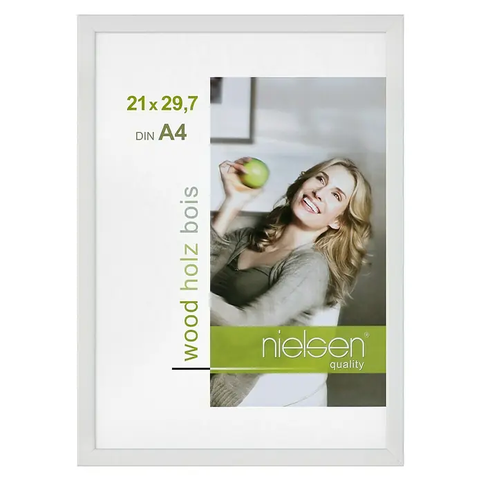 Nielsen Holzrahmen Zoom - DIN A4 / 21 x 29,7 cm, Weiß - Weißer Nielsen Holz Bilderrahmen für DIN A4 Fotos, ideal zum Einrahmen von Fotos, Drucken oder Kunstwerken.