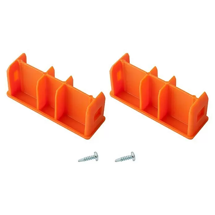 Krause Monto Tapón cabezal - L x An: 77 x 25 mm, Naranja, 1 ud. - Dos divisores de cajón de plástico naranja, cada uno con tres compartimentos, y dos tornillos metálicos para su instalación.