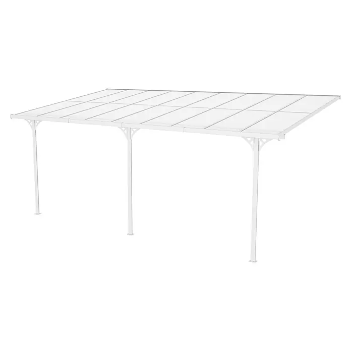 Westmann Terrassenüberdachung Bruce - Metall, Weiß, L x B x H: 300 x 556 x 270 mm - Weißes Metall-Carport mit transluzenten Dachpaneelen und zwei Stützpfosten, als Unterstand.