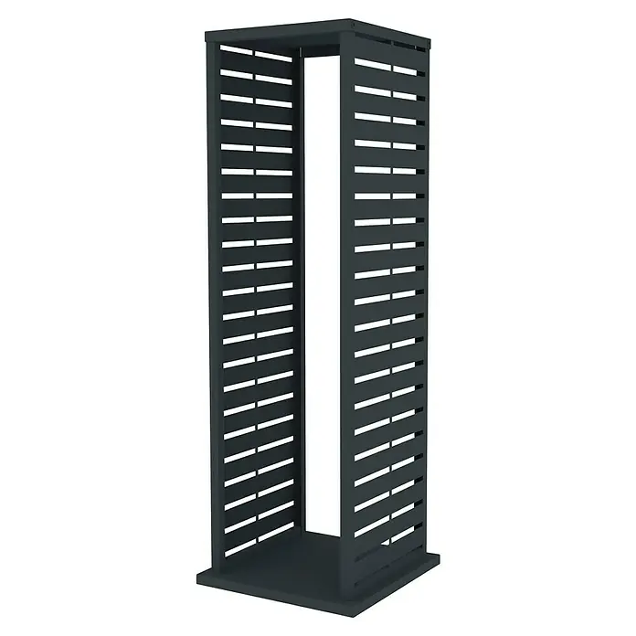 Westmann Kaminholzregal - 37,5 x 37,5 x 112 cm, Stahl, Anthrazit, Luma Lane - Dunkelgraue Metall-Durchgangsstruktur mit horizontalen Lamellen.