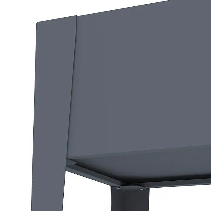 Westmann Hochbeet Vedura - 40 x 74 x 80 cm, Metall, Anthrazit - Ecke eines dunkelgrauen Outdoor-Möbelstücks, mit sichtbaren tragenden Elementen und Befestigungen darunter.