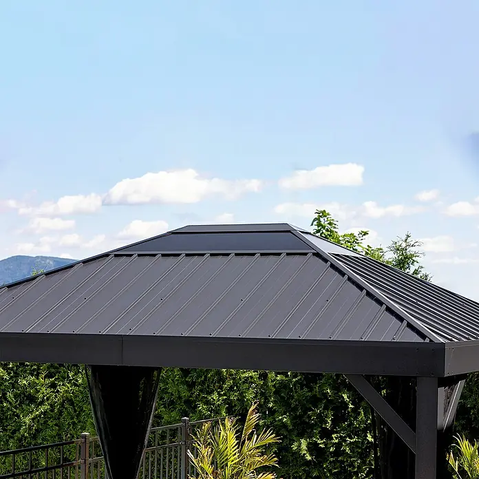 Sojag Standard-Pavillon Kiruna 1012 - Anthrazit, Metall, L x B x H: 299,3 x 364,3 x 297,6 cm - Dunkelgraues Wellblech-Pavillondach mit Rahmen.