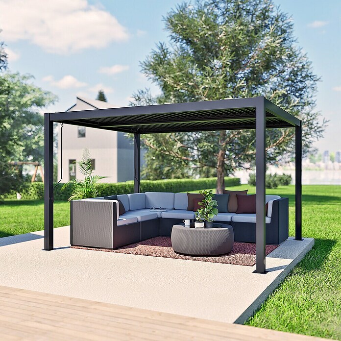 Sojag Standard-Pavillon Milo (B x H: 297,5 x 224,6 cm, Schwarz, Material Gestell: Stahl) | BAUHAUS