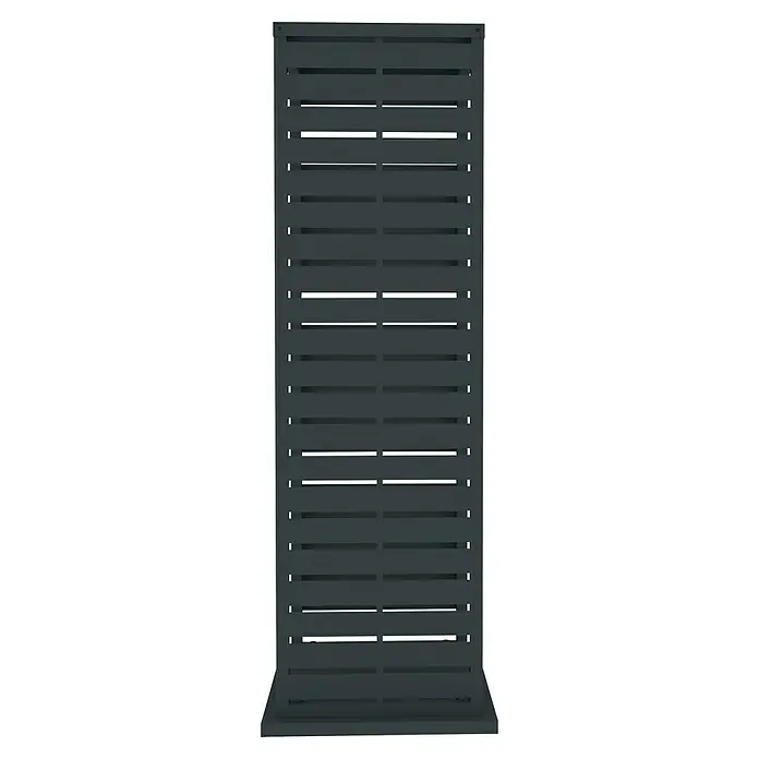 Westmann Kaminholzregal - 37,5 x 37,5 x 112 cm, Stahl, Anthrazit, Luma Lane - Dunkelgrauer Aluminium-Sichtschutz mit horizontalen Lamellen und stabilem Sockel.