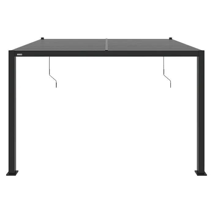 Sojag Terrassenüberdachung Hana - Metall, Schwarz, L x B x H: 305,3 x 399,4 x 270,1 cm - Dunkelgraue, moderne Pergola mit Lamellendach und zwei Kurbeln.