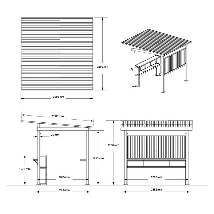 Sojag Gartenbar-Set Barilo (Lichtgrau, Metall, L x B x H: 258 x 260 x 230 cm) | BAUHAUS