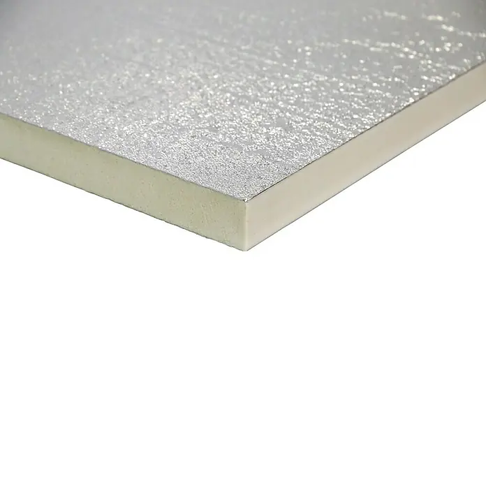 Bachl Dämmplatte PUR/PIR ALU - Fußboden - Stärke: 80 mm, PU-Schaum, 0,023 W/(mK) - Isolierplatte mit texturierter Silberfolienoberfläche und hellem Schaumstoffkern.
