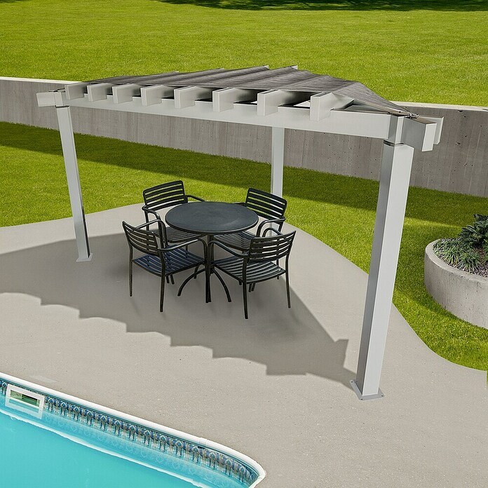 Sojag Pergola Lima 1010 (L x B x H: 293,3 cm x 293,3 cm x 242,6 mm, Aluminium, Lichtgrau) | BAUHAUS
