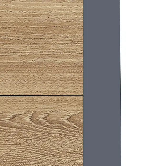 Westmann Pflanzkasten Talus XL - Außenmaß (L x B x H): 100 x 25 x 77 cm, Metall, Braun - Hellbraune Holzmaserungspaneele mit horizontaler Fuge, daneben ein graues Paneel.
